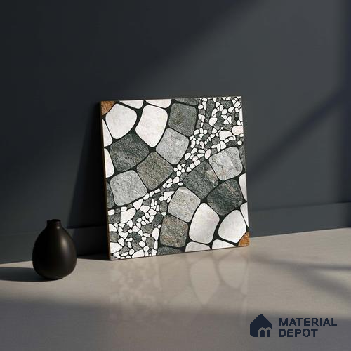 Patterned Look Parking Tile TL 08373  1 ft x 1 ft Vitrified Matte Finish - 8 mm | Please Expect a Slight Variation of Pattern