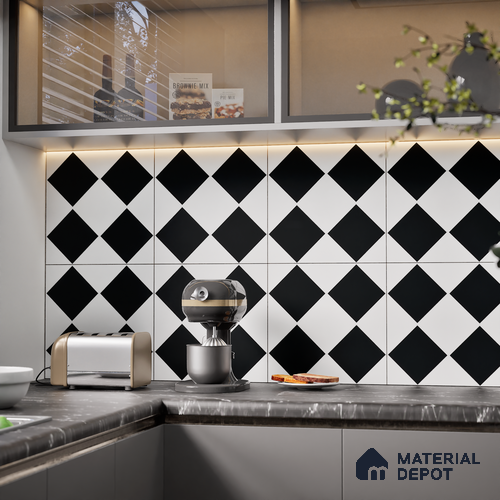 Moroccan Tile TL 08018 Timbermist White 1 ft x 1 ft Vitrified Matte Finish - 9 mm | Suitable for Living Room, Kitchen, Balcony Floor & Wall | Please Expect a Slight Variation of Pattern