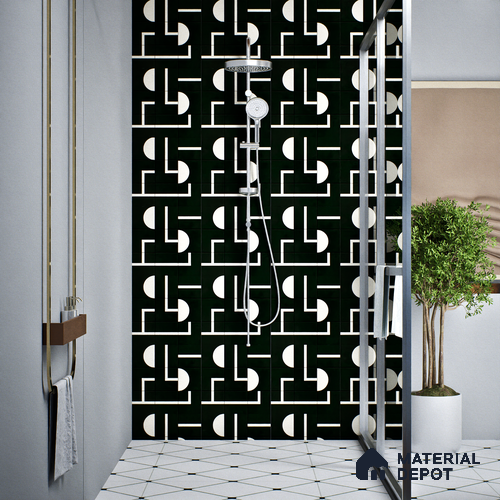 Faux Subway Tile TL 08017  Jasper Loom Black 1 ft x 1 ft Vitrified Matte Finish - 9 mm | Suitable for Living Room, Kitchen, Balcony Floor & Wall | Please Expect a Slight Variation of Pattern