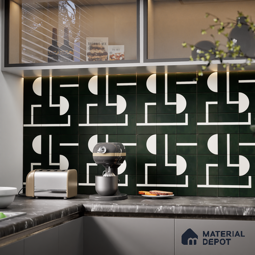 Faux Subway Tile TL 08017  Jasper Loom Black 1 ft x 1 ft Vitrified Matte Finish - 9 mm | Suitable for Living Room, Kitchen, Balcony Floor & Wall | Please Expect a Slight Variation of Pattern