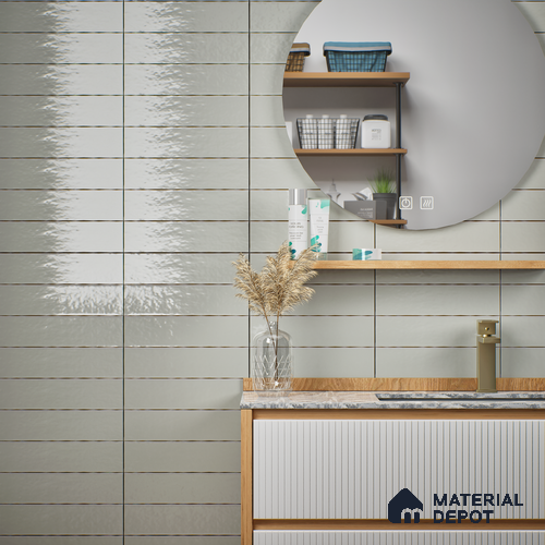 Subway Look Tile TL 07669 B Plain Cloud Grey 1 ft x 2.95 inch Designer Tiles Ceramic Glossy Finish - 9 mm