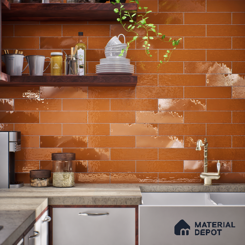 Subway Look Tile TL 07669 C Plain Fox 1 ft x 2.95 inch Designer Tiles Ceramic Glossy Finish - 9 mm