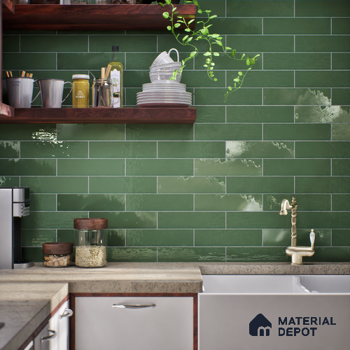 Subway Look  Tile TL 07669 E Plain Pine 1 ft x 2.95 inch Designer Tiles Ceramic Glossy Finish - 9 mm