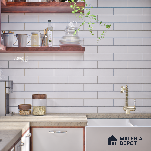 Subway Look  Tile TL 07669 Plain Bianco 1 ft x 2.95 inch Designer Tiles Ceramic Glossy Finish - 9 mm