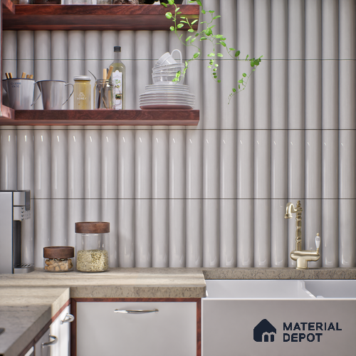 Subway Look  Tile TL 07643 B Oval Cloudy Grey 1 ft x 2.95 inch Designer Tiles Ceramic Glossy Finish - 9 mm