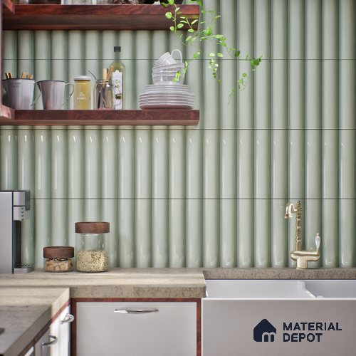Subway Look  Tile TL 07643 D Oval Lime 1 ft x 2.95 inch Designer Tiles Ceramic Glossy Finish - 9 mm