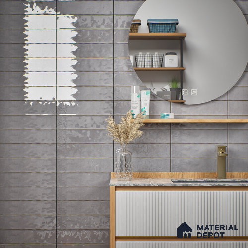 Subway Look  Tile TL 07616 B Cambry Dk Grey 1 ft x 2.95 inch Designer Tiles Ceramic Glossy Finish - 9 mm