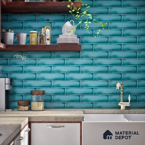Subway Look Tile TL 07616 C Cambry Green 1 ft x 2.95 inch Designer Tiles Ceramic Glossy Finish - 9 mm