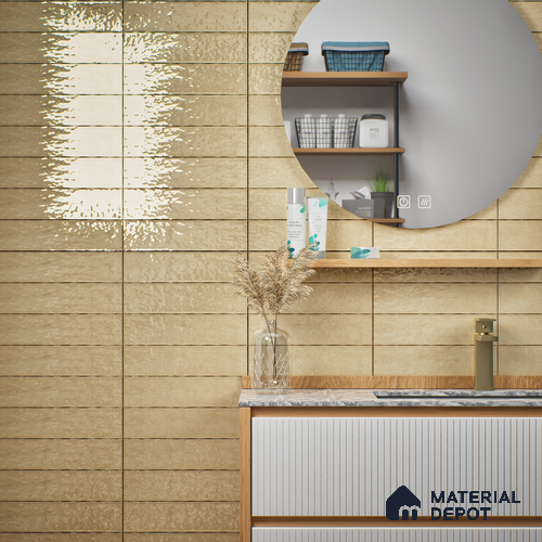 Subway Look  Tile TL 07616 F Cambry Gold 1 ft x 2.95 inch Designer Tiles Ceramic Glossy Finish - 9 mm