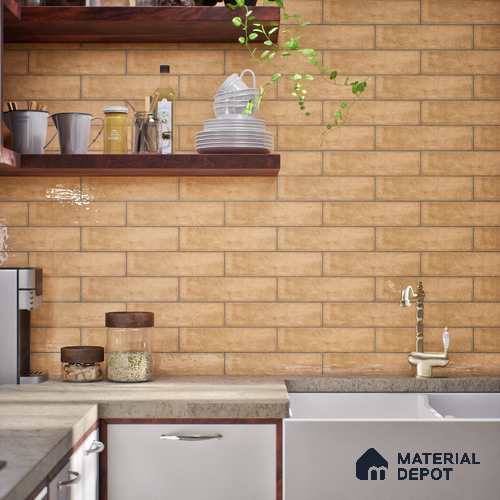 Subway Look Tile TL 07616 H Cambry Sand 1 ft x 2.95 inch Designer Tiles Ceramic Glossy Finish - 9 mm