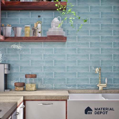 Subway Look Tile TL 07616 I Cambry Sky 1 ft x 2.95 inch Designer Tiles Ceramic Glossy Finish - 9 mm