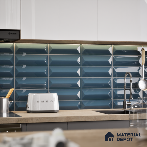 Subway Look Tile TL 07642 C Toro Blue 1 ft x 2.95 inch Designer Tiles Ceramic Glossy Finish - 9 mm
