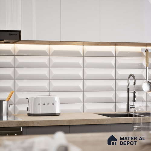 Subway Look Tile TL 07642 F Toro White 1 ft x 2.95 inch Designer Tiles Ceramic Glossy Finish - 9 mm