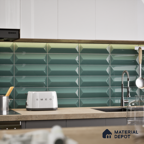Subway Look Tile TL 07642 Toro Basil 1 ft x 2.95 inch Designer Tiles Ceramic Glossy Finish - 9 mm