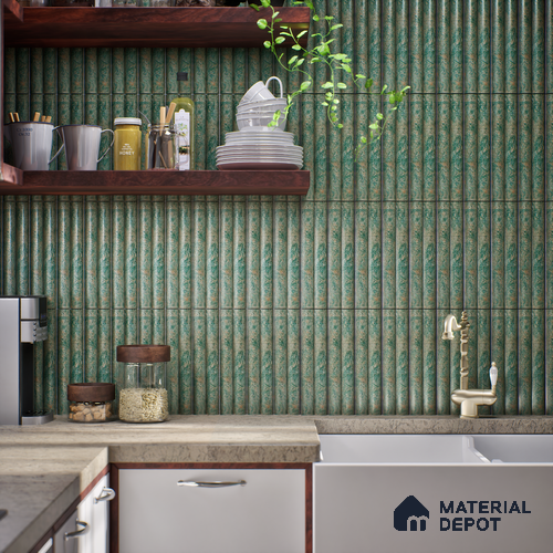 Subway Look  Tile TL 07641 B Bamboo Green 1 ft x 2.95 inch Designer Tiles Ceramic Matte Finish - 9 mm | 4 Random Design