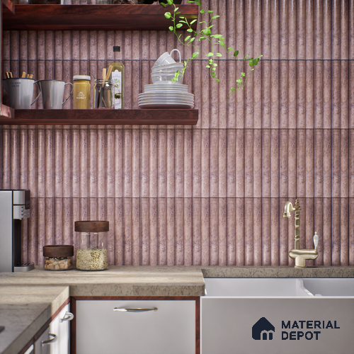 Subway Look Tile TL 07641 E Bamboo Rosy Brown 1 ft x 2.95 inch Designer Tiles Ceramic Matte Finish - 9 mm | 4 Random Design