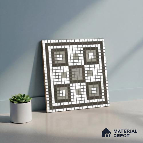Faux Mosaic Wall & Floor Tile TL 10568 B Memoria White 1 ft x1 ft Ceramic Matte Finish Tile - 9 mm | Suitable For Kitchen, Bathroom Walls and Backsplashes