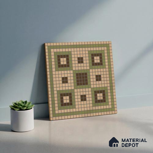 Faux Mosaic Wall & Floor Tile TL 10568 Memoria Emerald 1 ft x1 ft Ceramic Matte Finish Tile - 9 mm | Suitable For Kitchen, Bathroom Walls and Backsplashes