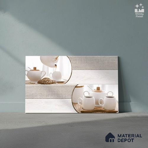 Patterned Tile TL 08278 B 4466 K1 18 x 12 inch Ceramic Glossy Finish - 7 mm