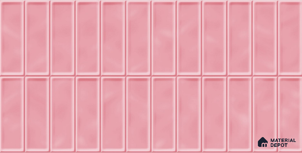 Faux Subway Tile TL 08029 B Petaltrail Pink 2 ft x 1 ft Ceramic Glossy Finish - 9 mm | Suitable for Bathroom & Kitchen | Please Expect a Slight Variation of Pattern