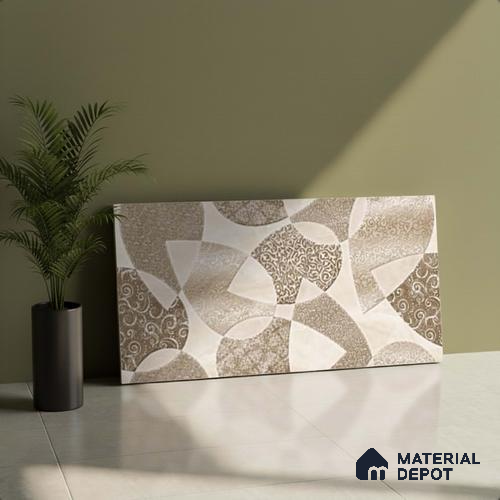 Patterned Wall Tile TL 09731 C 24421 2 ft x 1 ft Brown Ceramic Glossy Finish Highlighter 1 Tile - 9 mm | Ideal for Bathroom, Kitchen | Please Expect a Slight Variation of Pattern