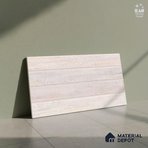Wood Wall Tile TL 09728 24200 2 ft x 1 ft Beige Ceramic Glossy Finish Light Tile - 9 mm | Ideal for Bathroom, Kitchen