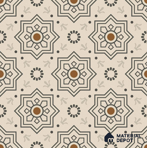 Moroccan Tile TL 08032 B Seoni Beige Beige 2 ft x 2 ft Vitrified Matte Finish - 9 mm | Suitable for Living Room, Bedroom, Bathroom & Kitchen | Please Expect a Slight Variation of Pattern