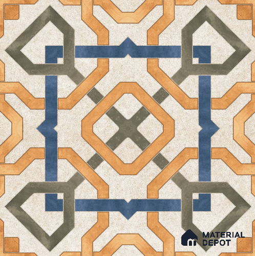 Moroccan Tile TL 08034 Grunge Orange Orange 2 ft x 2 ft Vitrified Matte Finish - 9 mm | Suitable for Living Room, Bedroom, Bathroom & Kitchen | Please Expect a Slight Variation of Pattern