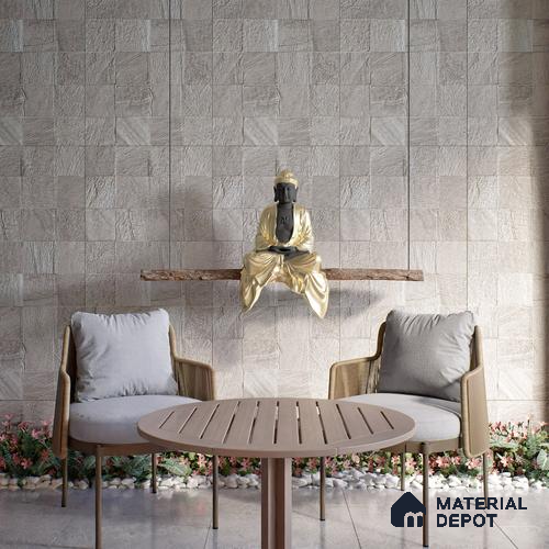Stone Wall & Floor Tile TL 07667 C Iro Ash 5.24 ft x 2.6 ft Full Body Vitrified Matte Finish - 9 mm | 4 Random Design Suitable For Living Room, Bedroom, Bathroom