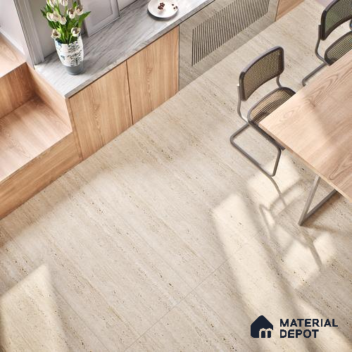 Marble Wall & Floor Tile TL 07470 Travertino Rome 4 ft x 2 ft Full Body Vitrified Matte Finish - 9 mm | Suitable For Living Room, Bedroom, Bathroom