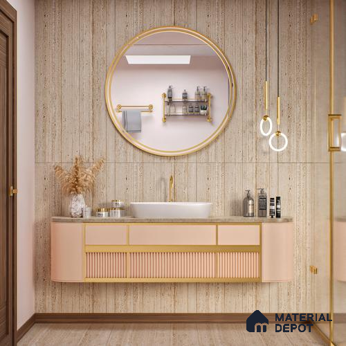 Marble Wall Tile TL 07471 B Travertino Honey Decor 4 ft x 2 ft Full Body Vitrified Matte Finish - 9 mm  Suitable For Living Room, Bedroom, Bathroom