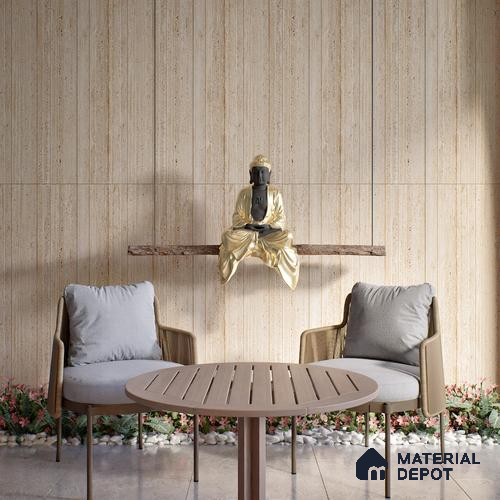 Marble Wall Tile TL 07471 B Travertino Honey Decor 4 ft x 2 ft Full Body Vitrified Matte Finish - 9 mm  Suitable For Living Room, Bedroom, Bathroom