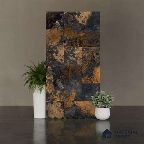 Stone Wall & Floor Tile TL 10347 Slate Stone Nero 4 ft x 2 ft Vitrified Matte Finish Tile - 11 mm | Suitable For Living Room, Kitchen, Bathroom