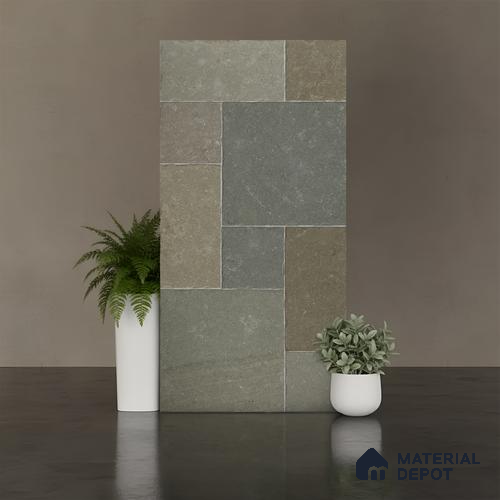 Floor Tile TL 10343 B Kota Stone Green 4 ft x 2 ft Vitrified Matte Finish Tile - 11 mm | Suitable For Kitchen, Bathroom Walls and Backsplashes
