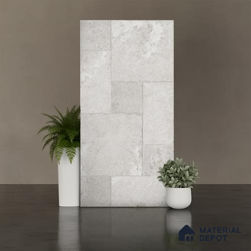 Stone Wall & Floor Tile TL 10341 French Stone Grey 4 ft x 2 ft Vitrified Matte Finish Tile - 11 mm | Suitable For Living Room, Kitchen, Bathroom