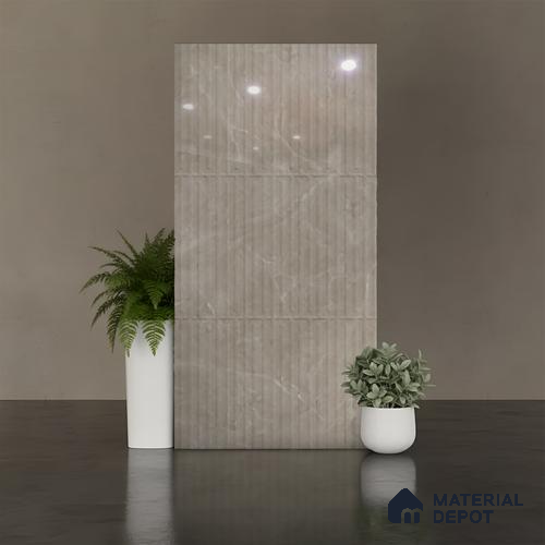 Punch Look Wall Tile TL 08115 B Lublin Taupe Decor 4 ft x 2 ft Vitrified Glossy Finish - 9 mm | Random 6