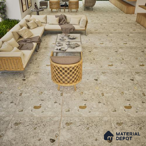 Stone Wall & Floor Tile TL 07495 B Exotic Stone Pearl 4 ft x 2 ft Gris Vitrified Matte Finish Tile - 9 mm | Ideal for Living Room, Bathroom, Kitchen