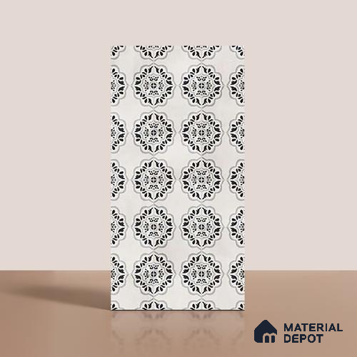 Moroccan Wall & Floor Tile TL 09960 4 ft x 2 ft Black Vitrified Matte Finish Tile - 9 mm | Ideal for Living Room,Bedroom,Bathroom,Kitchen
