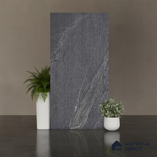 Punch Wall & Floor Tile TL 09945 C 4 ft x 2 ft Black Vitrified Matte Finish Tile - 9 mm | Ideal for Living Room, Bedroom, Bathroom, Kitchen