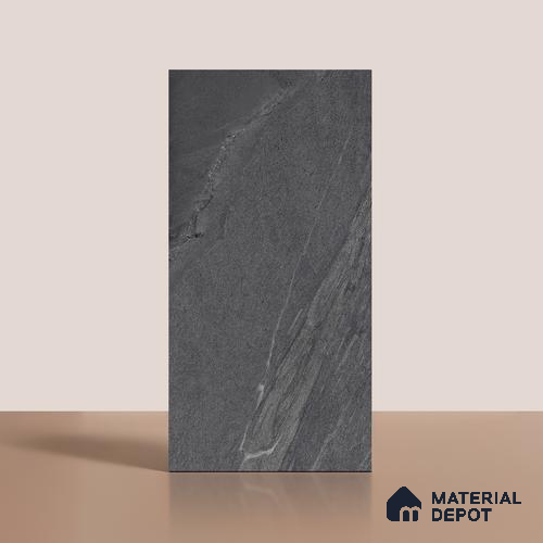 Punch Wall & Floor Tile TL 09945 D 4 ft x 2 ft Black Vitrified Matte Finish Tile - 9 mm | Ideal for Living Room, Bedroom, Bathroom, Kitchen