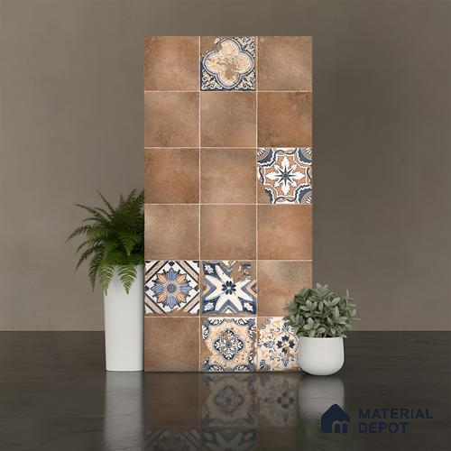 Patterned Wall Tile TL 09985 4 ft x 2 ft Brown Vitrified Matte Finish Tile - 9 mm | Ideal for Living Room,Bedroom,Bathroom,Kitchen