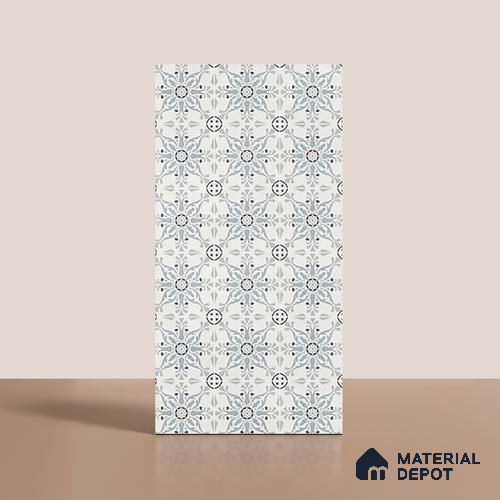 Patterned Wall Tile TL 09983 4 ft x 2 ft Blue Vitrified Matte Finish Tile - 9 mm | Ideal for Living Room,Bedroom,Bathroom,Kitchen