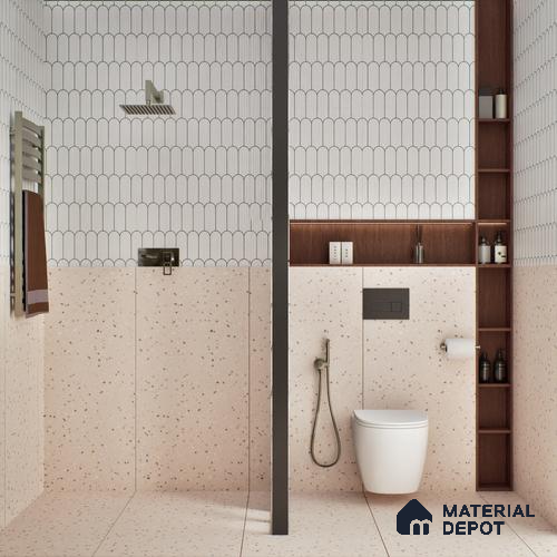 Terrazzo Wall & Floor Tile TL 07547 Cementi Pink Terrazo 4 ft x 2 ft GVT Vitrified Matte Finish - 9 mm