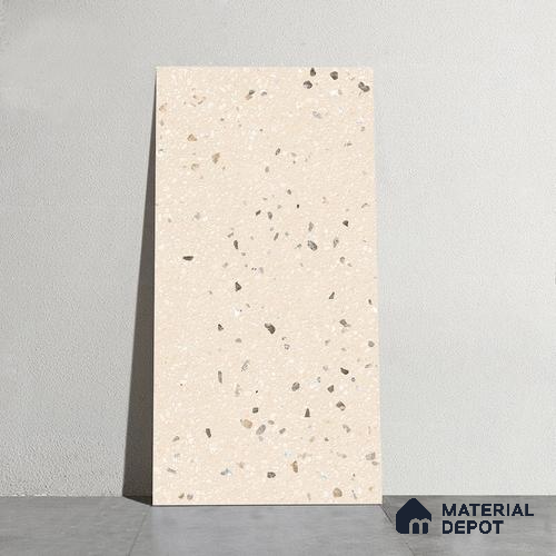 Terrazzo Wall & Floor Tile TL 09929 B 4 ft x 2 ft Cream Vitrified Matte Finish Tile - 9 mm | Ideal for Living Room, Bedroom, Bathroom, Kitchen