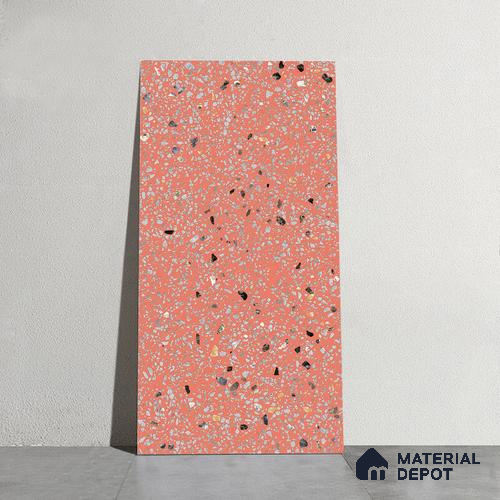 Terrazzo Wall & Floor Tile TL 09929 D 4 ft x 2 ft Red Vitrified Matte Finish Tile - 9 mm | Ideal for Living Room, Bedroom, Bathroom, Kitchen