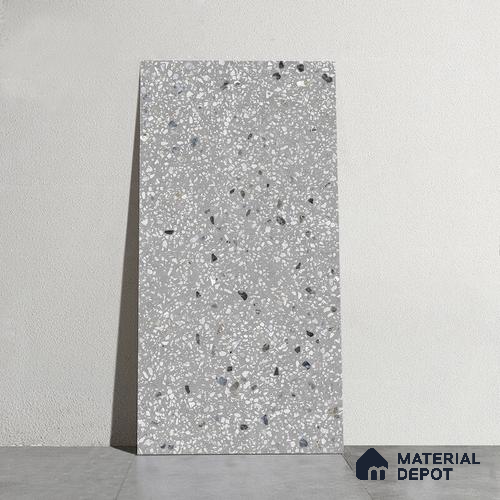 Terrazzo Wall & Floor Tile TL 09929 4 ft x 2 ft Black Vitrified Matte Finish Tile - 9 mm | Ideal for Living Room, Bedroom, Bathroom, Kitchen