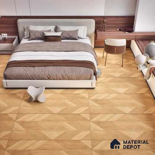 Wooden Tile TL 07546 B Parquet Beige 4 ft x 2 ft GVT Vitrified Matte Finish - 9 mm | 3 Random Design