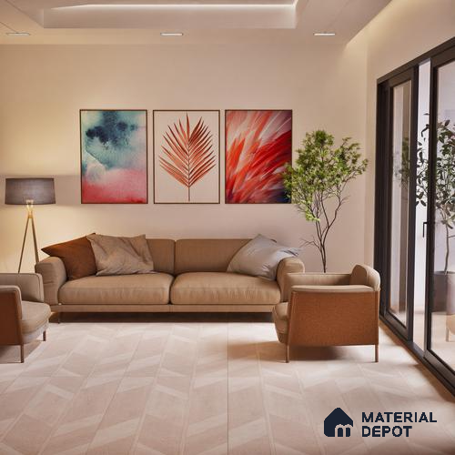 Wooden  Tile TL 07546 Parquet Silver 4 ft x 2 ft GVT Vitrified Matte Finish - 9 mm | 3 Random Design