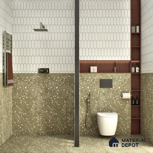 Terrazzo Wall & Floor Tile TL 07612 B Cotto Terrazzo Olive 4 ft x 2 ft GVT Vitrified Matte Finish - 9 mm