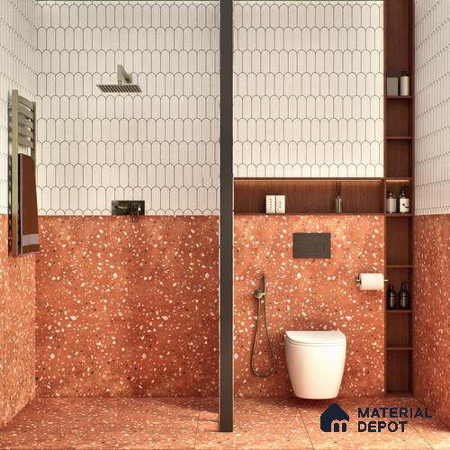 Terrazzo Wall & Floor Tile TL 07612 I Cotto Terrazo Red 4 ft x 2 ft GVT Vitrified Matte Finish - 9 mm
